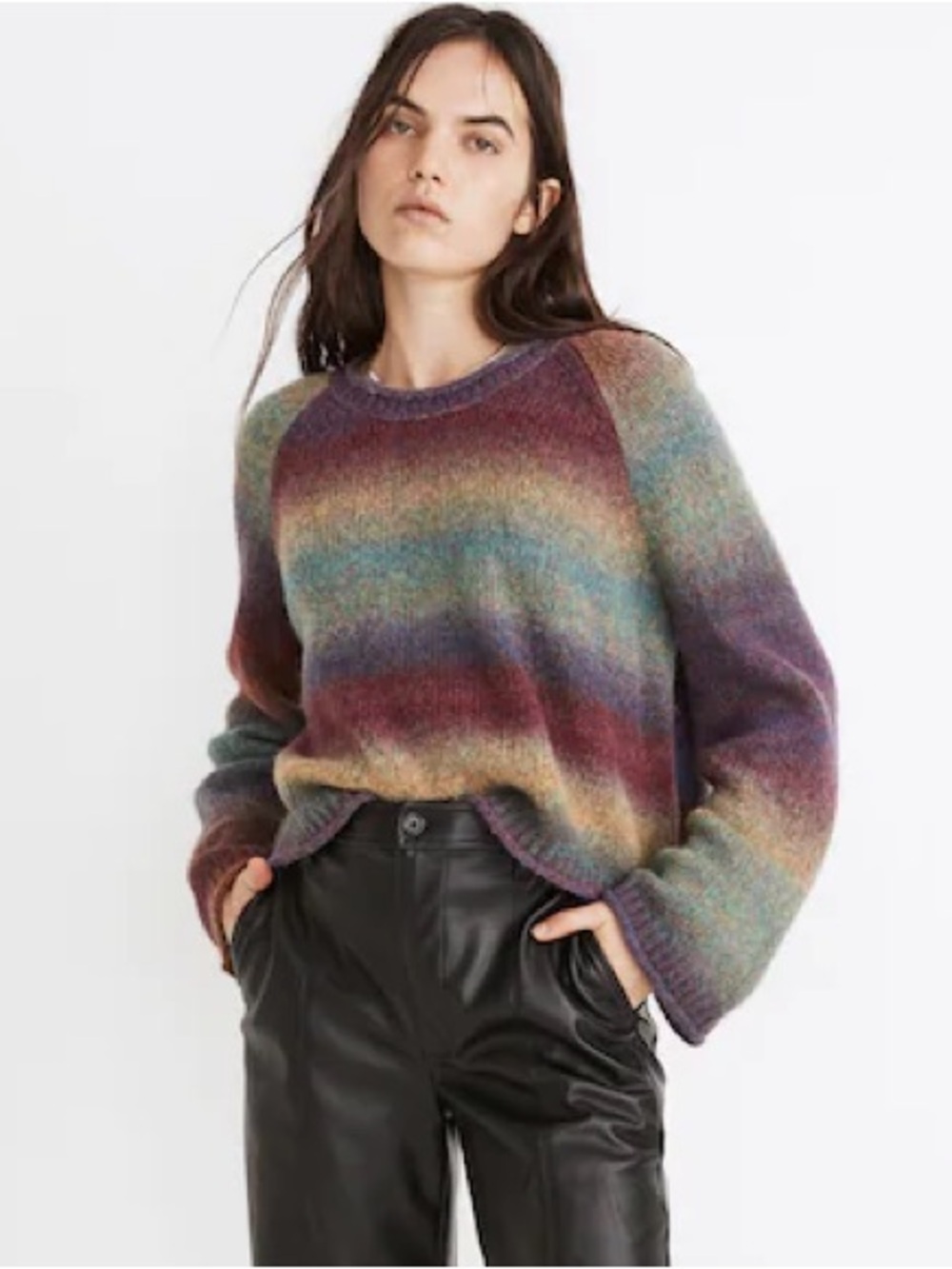 Madewell Space-Dye Dodworth Pullover Sweater size Small in Spacedye Comet
